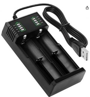 Chargeur Accu 18650, Chargeur de Batterie 2 Slots pour 21700 26650 14500 18500 17500 18350, Piles Rechargeables Li-ION Universel 3.7V pour AA AAA, Accus USB Charge Rapide